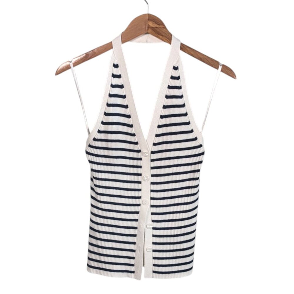 Abercrombie & Fitch Ribbed Halter Sweater Vest Navy Stripe Women’s Small